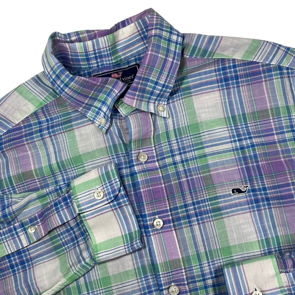 Vineyard Vines Slim Fit Whale Shirt Mens M Multi Plaid Cotton Button Down 1W1133